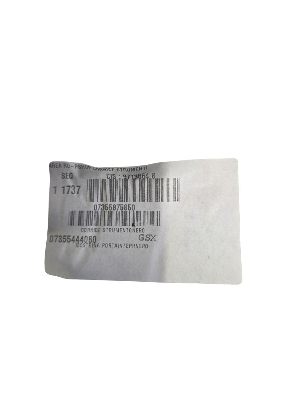 MODANATURA INTERNA CRUSCOTTO + PULSANTIERA FIAT PANDA 312 Cod : 07355875850 (2012> ) - F&P CRASH SRLS - Ricambi Usati