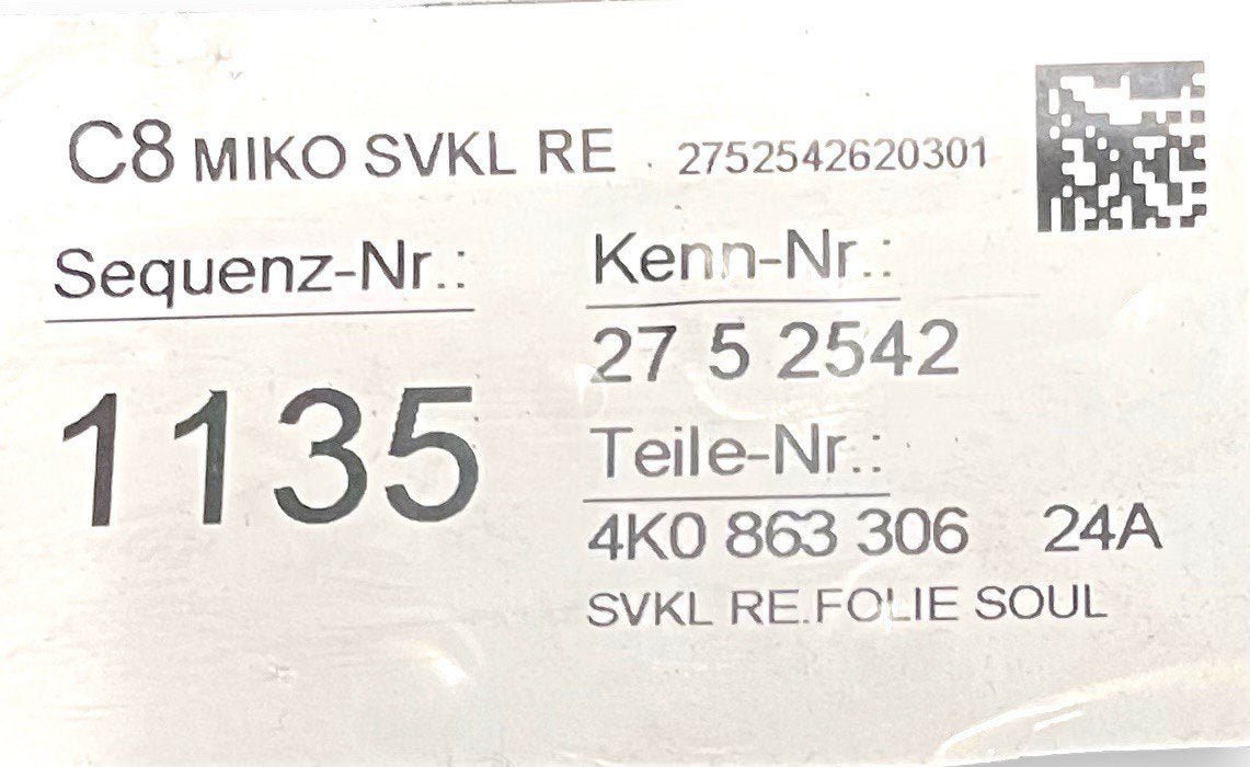 Internal Molding Central Tunnel Right Side Audi A7 C8 (2017>) Code: 4k0863306 - F&P CRASH SRLS - Used Parts