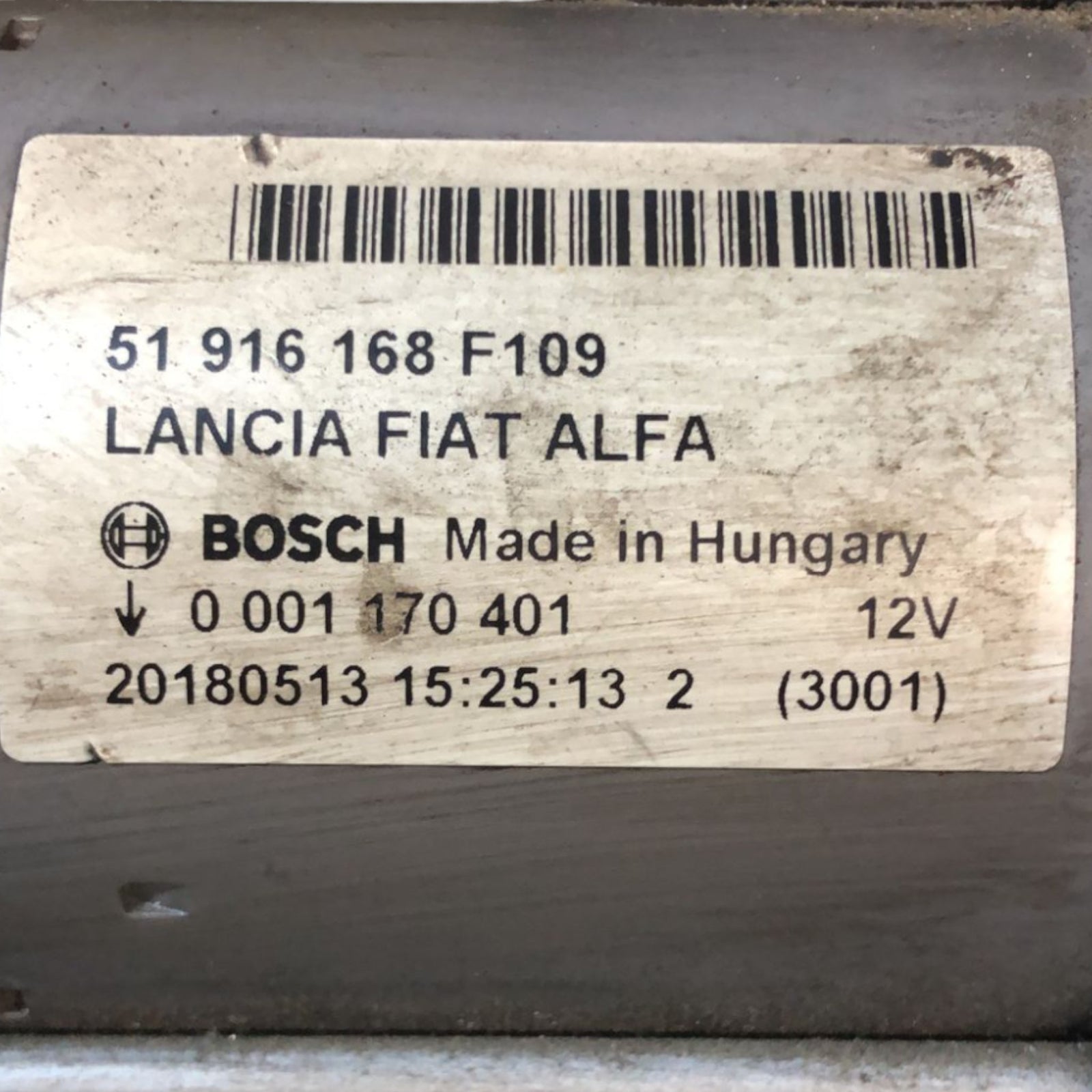Starter Motor Fiat Panda 319 1.2 Petrol (2012 >) code:51916168F109 - F&P CRASH SRLS - Used Parts