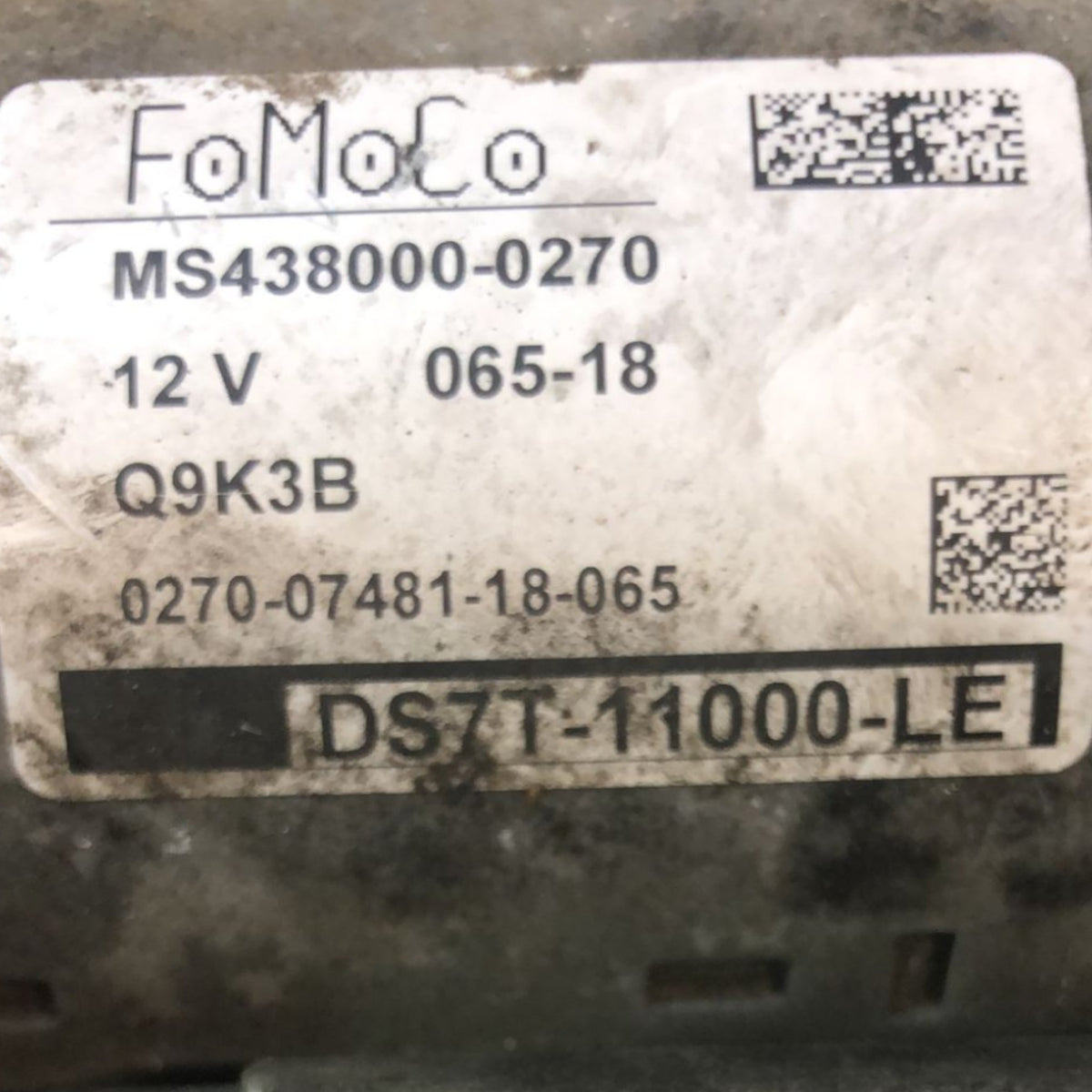 Motorino Avviamento Ford Kuga 2.0 Diesel (2012 > 2019) cod:MS438000 - 0270 - F&P CRASH SRLS - Ricambi Usati