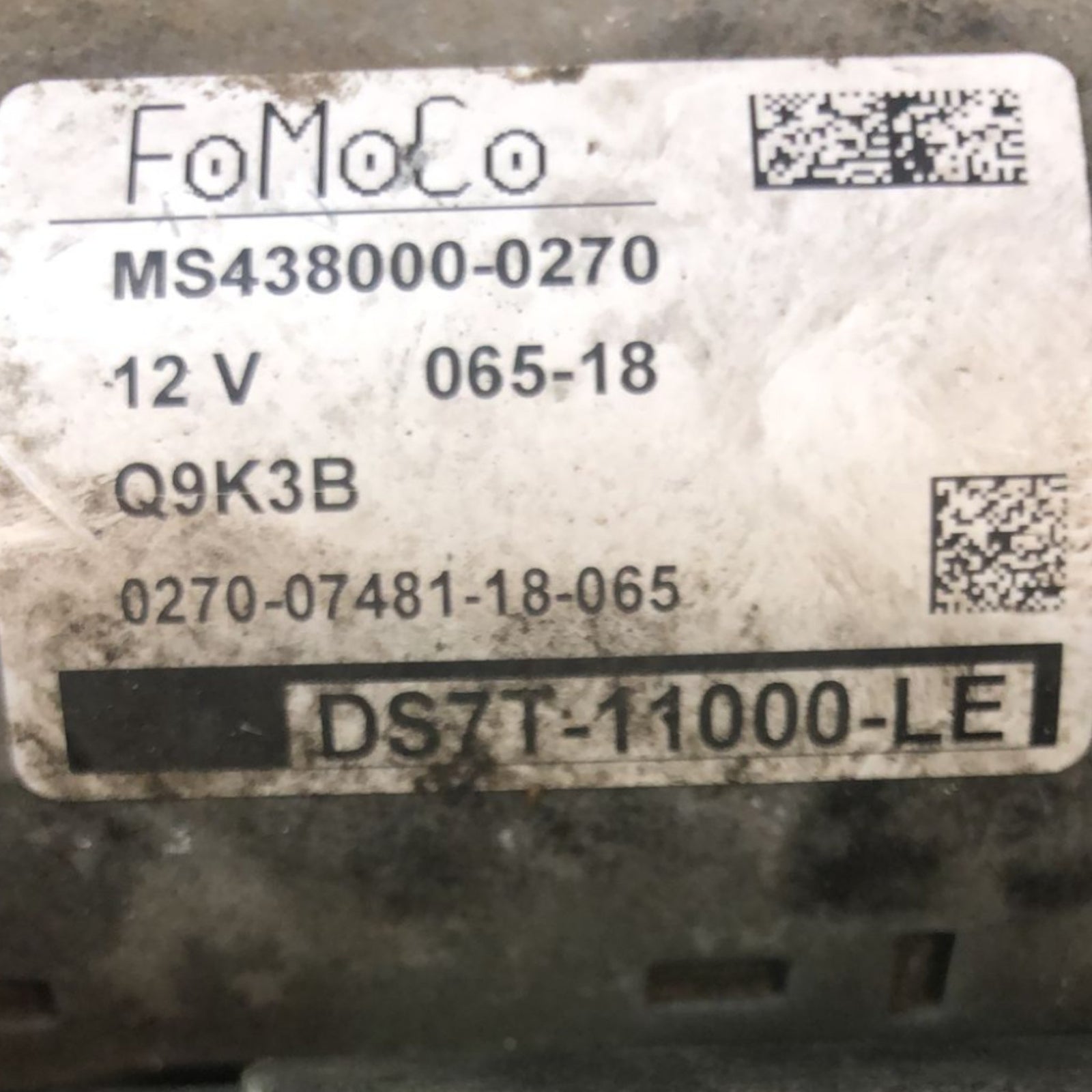 Motorino Avviamento Ford Kuga 2.0 Diesel (2012 > 2019) cod:MS438000 - 0270 - F&P CRASH SRLS - Ricambi Usati
