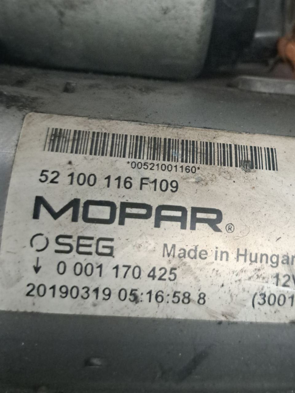 Fiat 500 1.2 Gasoline Starter Motor (2016>) COD.52100116F109 - F&P CRASH SRLS - Used Parts