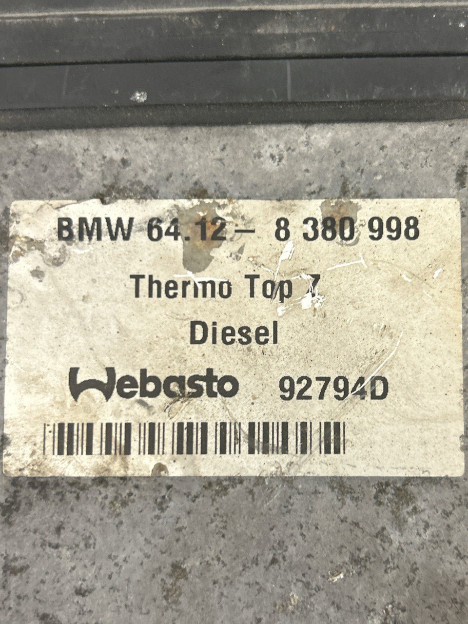 Auxiliary Heating Motor / Stove (WEBASTO) BMW X5 (E53) 3.0 Diesel (1999 > 2006) cod.66724B cod.92794D - F&P CRASH SRLS - Used Parts