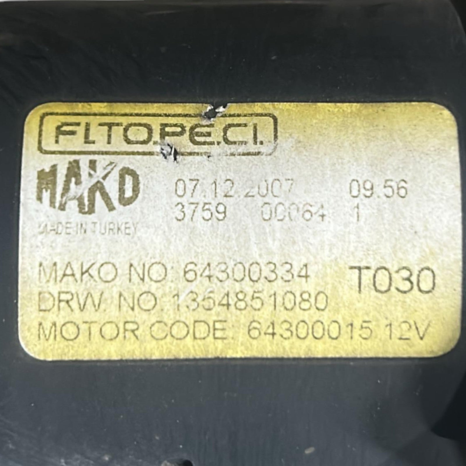 Front Windshield Wiper Motor Peugeot Bipper code.64300334 (2007 > 2016) - F&P CRASH SRLS - Used Parts