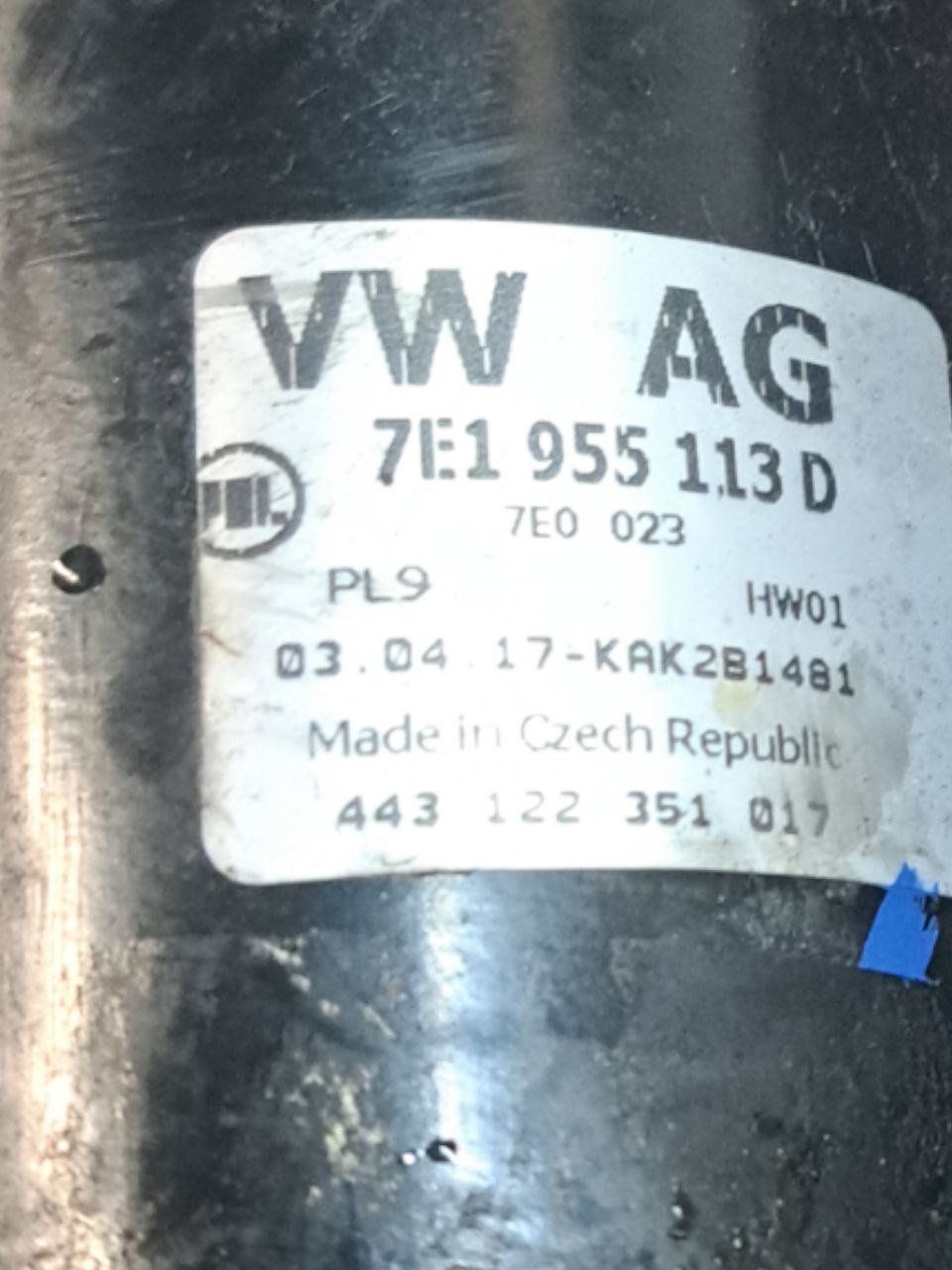 Front Tandem Windshield Wiper Motor Volkswagen Transporter (2015>) COD:7E1955113D - F&P CRASH SRLS - Used Parts