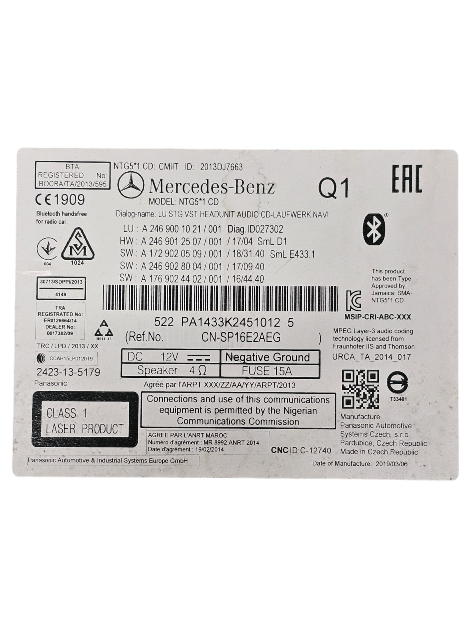 Navigatore / Autoradio Mercedes GLA X156 Cod:A2469001021 (2013 - 2019) - F&P CRASH SRLS - Ricambi Usati