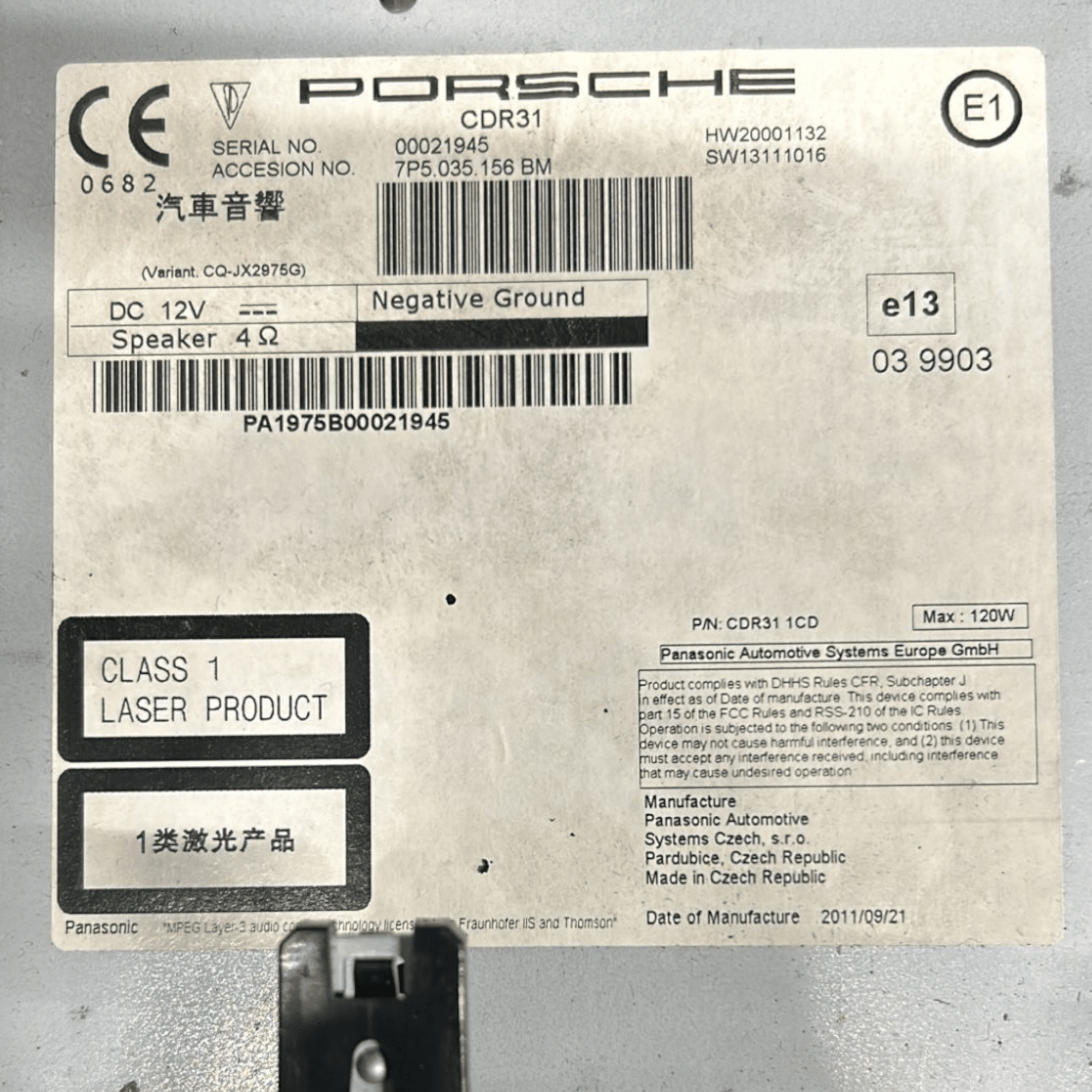 Navigatore / Autoradio Porsche Cayenne 958 cod:7P5035156 (2010 > 2017) - F&P CRASH SRLS - Ricambi Usati