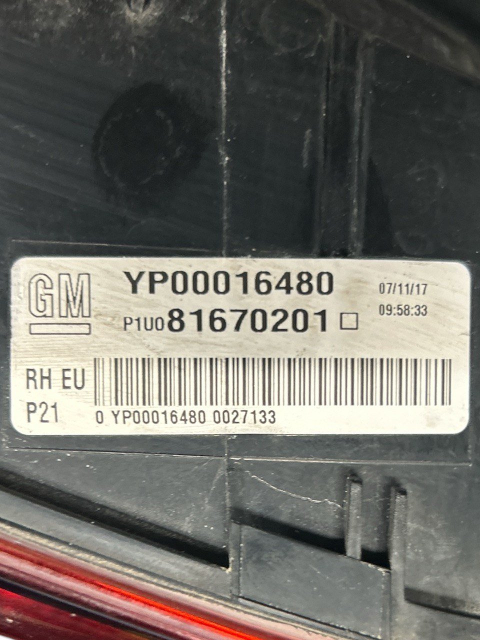 Opel GrandLand X (2017 > ) cod.81670201 Halogen Rear Right Internal Stop Light - F&P CRASH SRLS - Used Parts