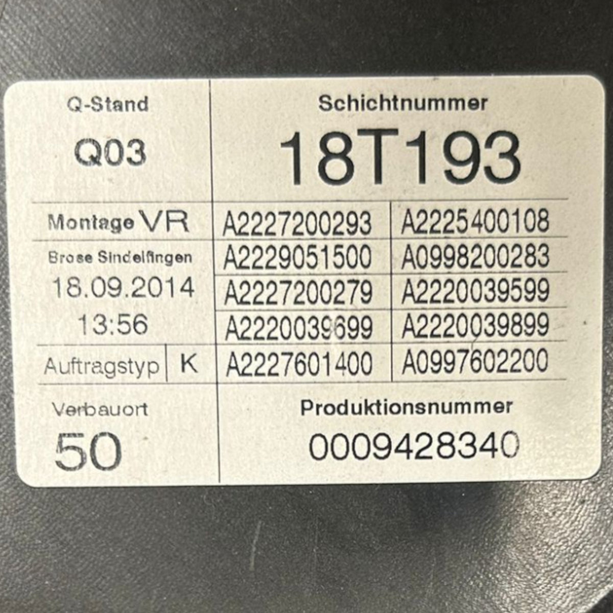 Pannello Porta Anteriore Destra Mercedes Benz Classe S (W222) cod.936061106 (2013 > 2020) - F&P CRASH SRLS - Ricambi Usati