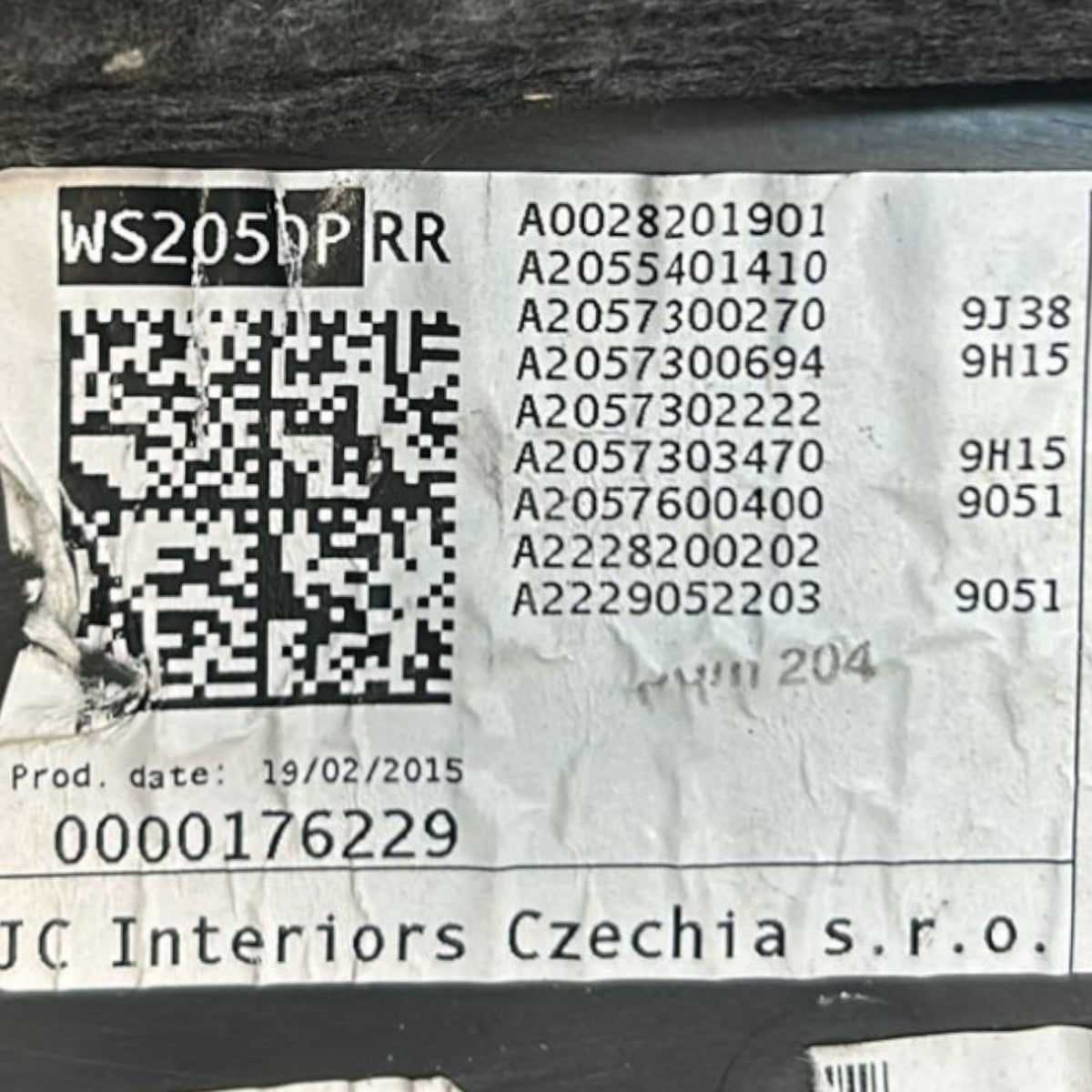 Pannello Porta Interno Posteriore Destro Mercedes Benz Classe C (W205) cod.A2055401410 (2014 > 2021) - F&P CRASH SRLS - Ricambi Usati