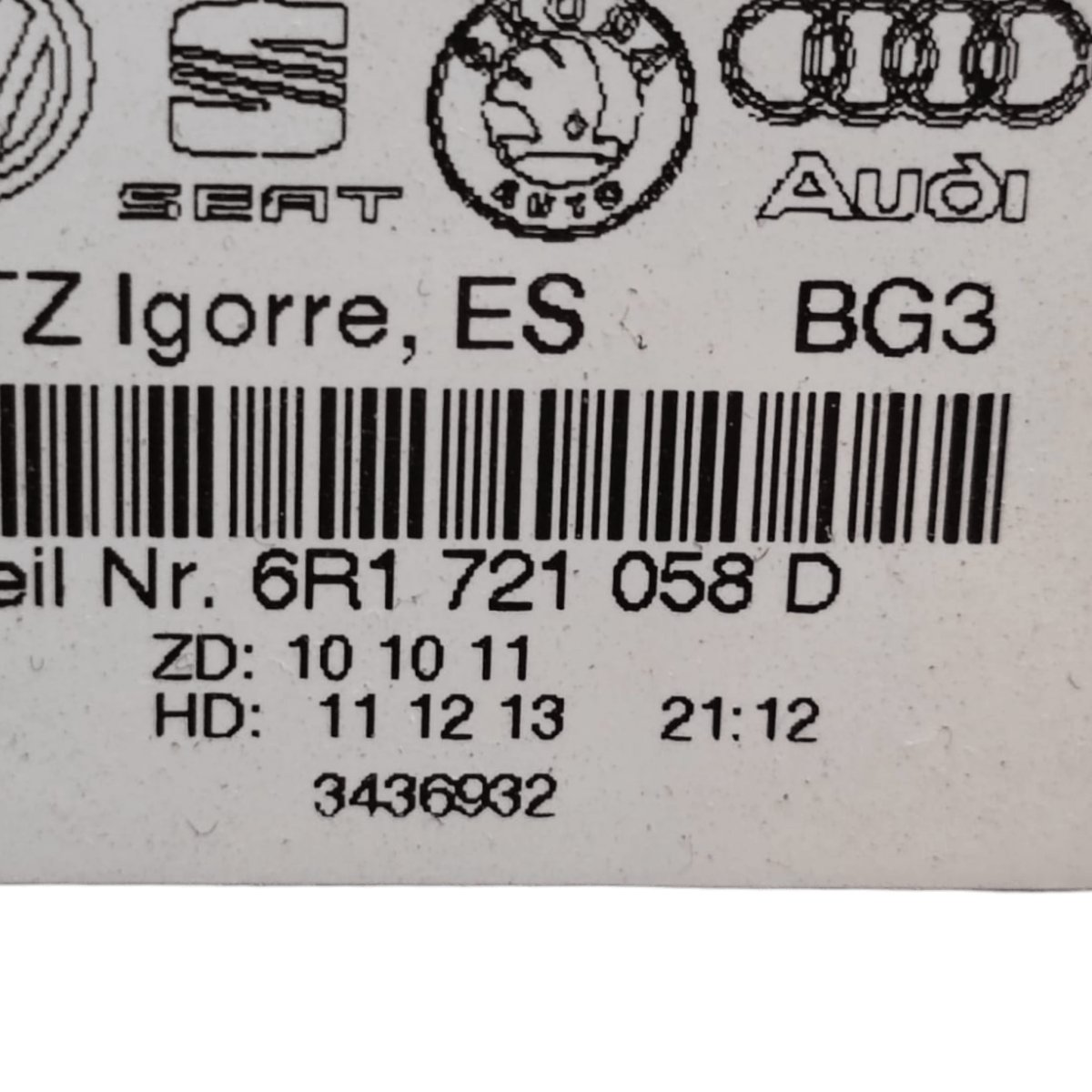 Brake Pedal Audi A1 8X COD: 6R1721058D (2010 - 2018) - F&P CRASH SRLS - Used Parts