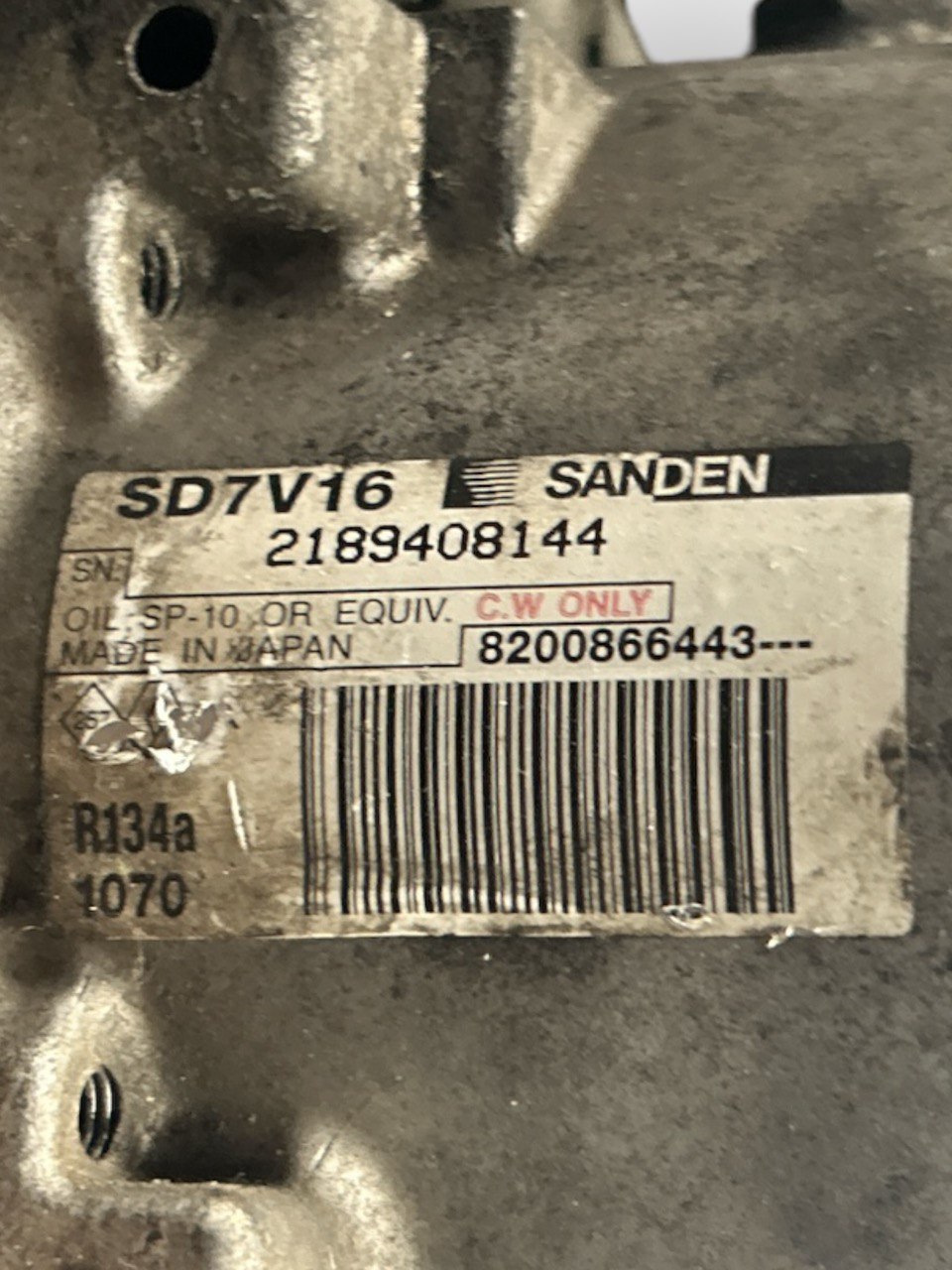 Air Conditioning Compressor Dacia Sandero I 1.4 Petrol (2007 > ) cod.8200866443 