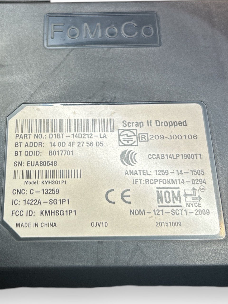 Centralina Bluetooth Ford Fiesta VI (2008 > 2017) cod.D1BT-14D212-LA