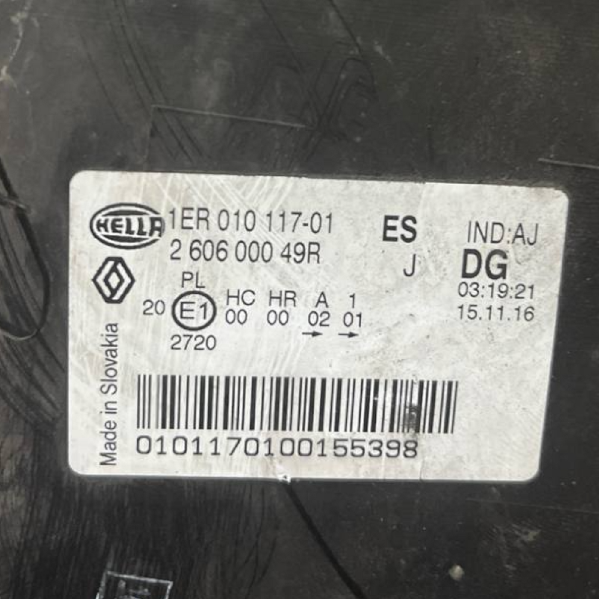 Faro / Fanale Alogeno sinistro (sx) Renault Master III  (2010 al 2019) cod: 260600049R