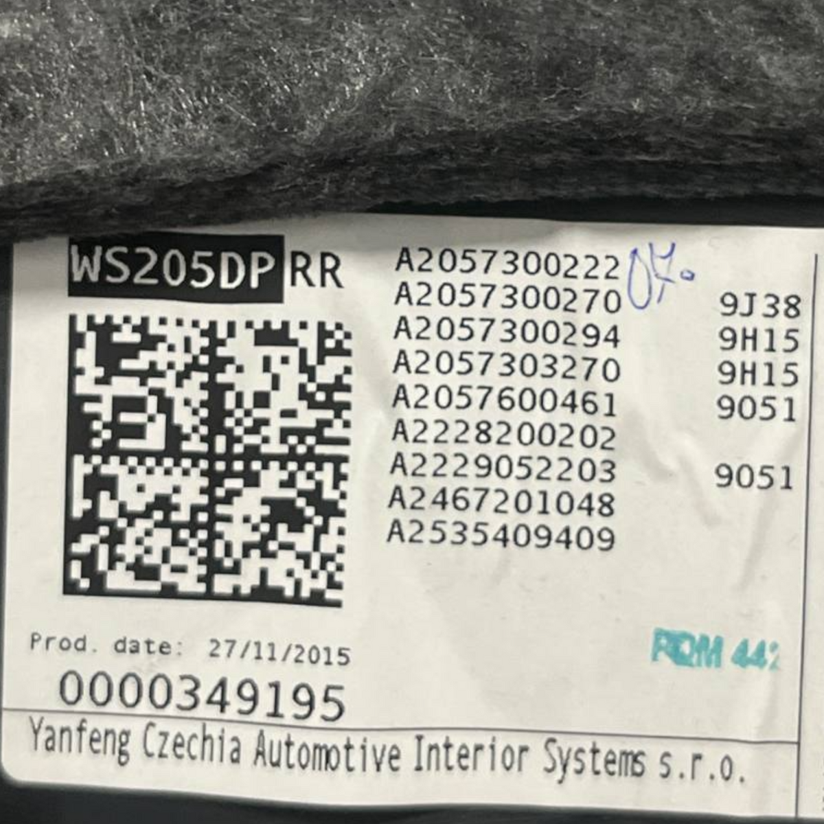 Mercedes - Benz Classo C Class C W205 (2014 в 2021) COD: A2057300222