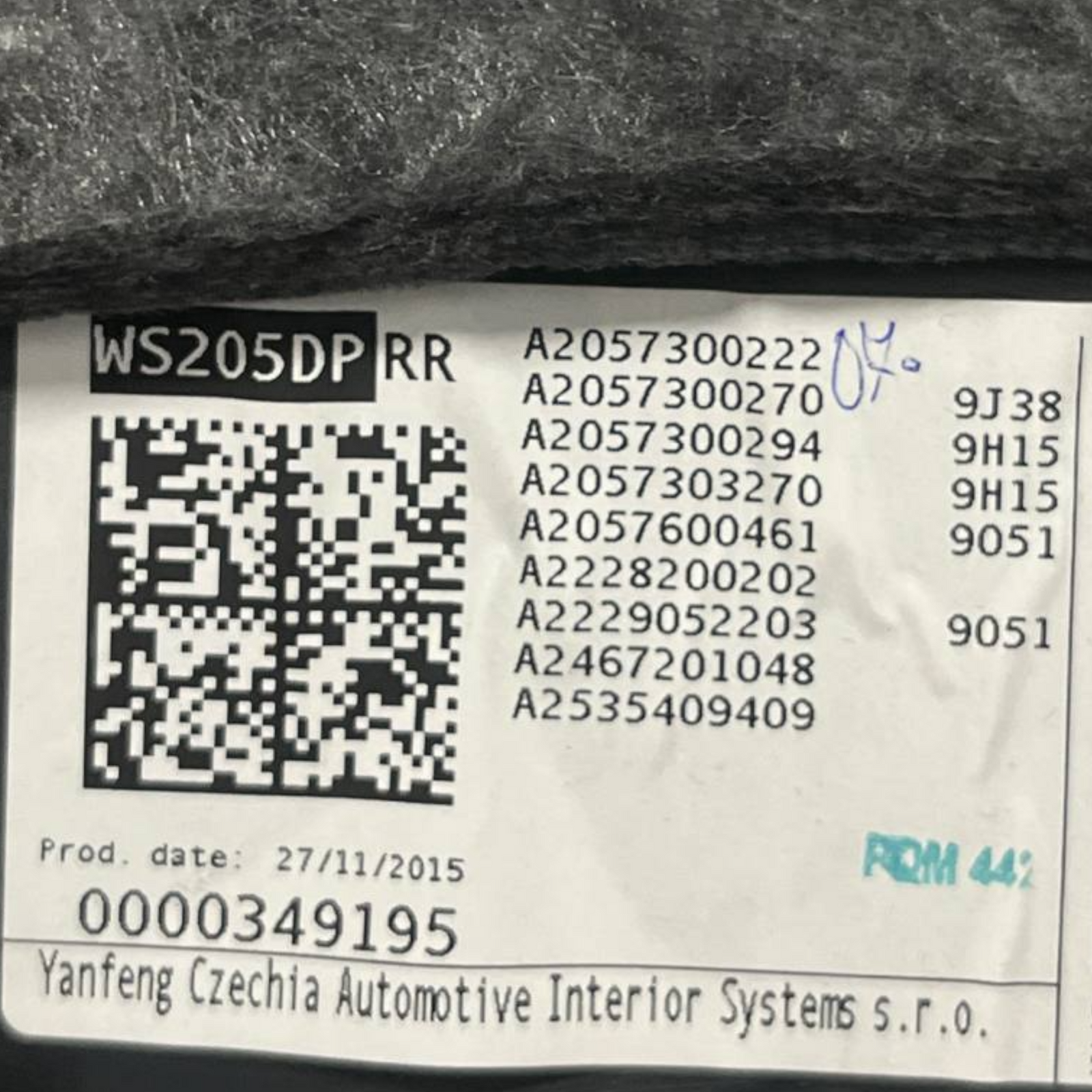 Mercedes - Benz Classo C Class C W205 (2014 в 2021) COD: A2057300222