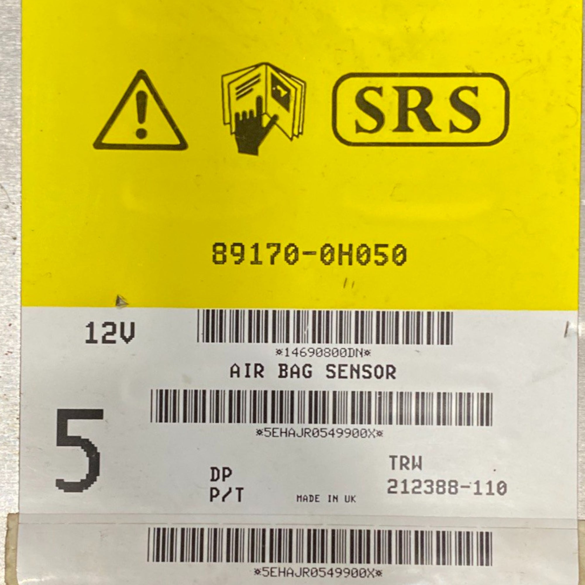 Airbag-Steuergerät Peugeot 107 Cod: 89170-0h050 (2005-2014) 