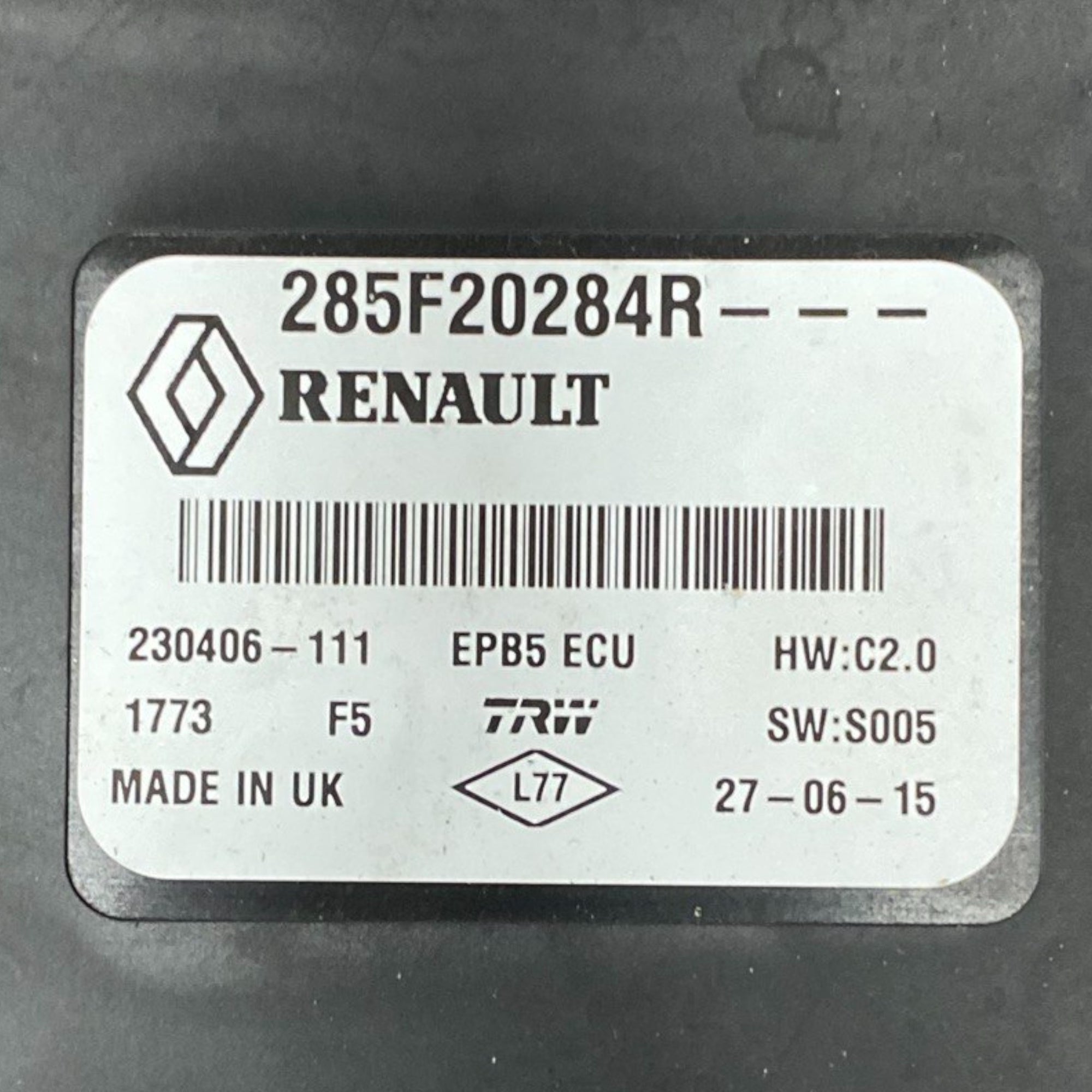 Središnja jedinica ručne kočnice / parkiranja renault kadjar Kod: 285f20284r (2015-2022) 