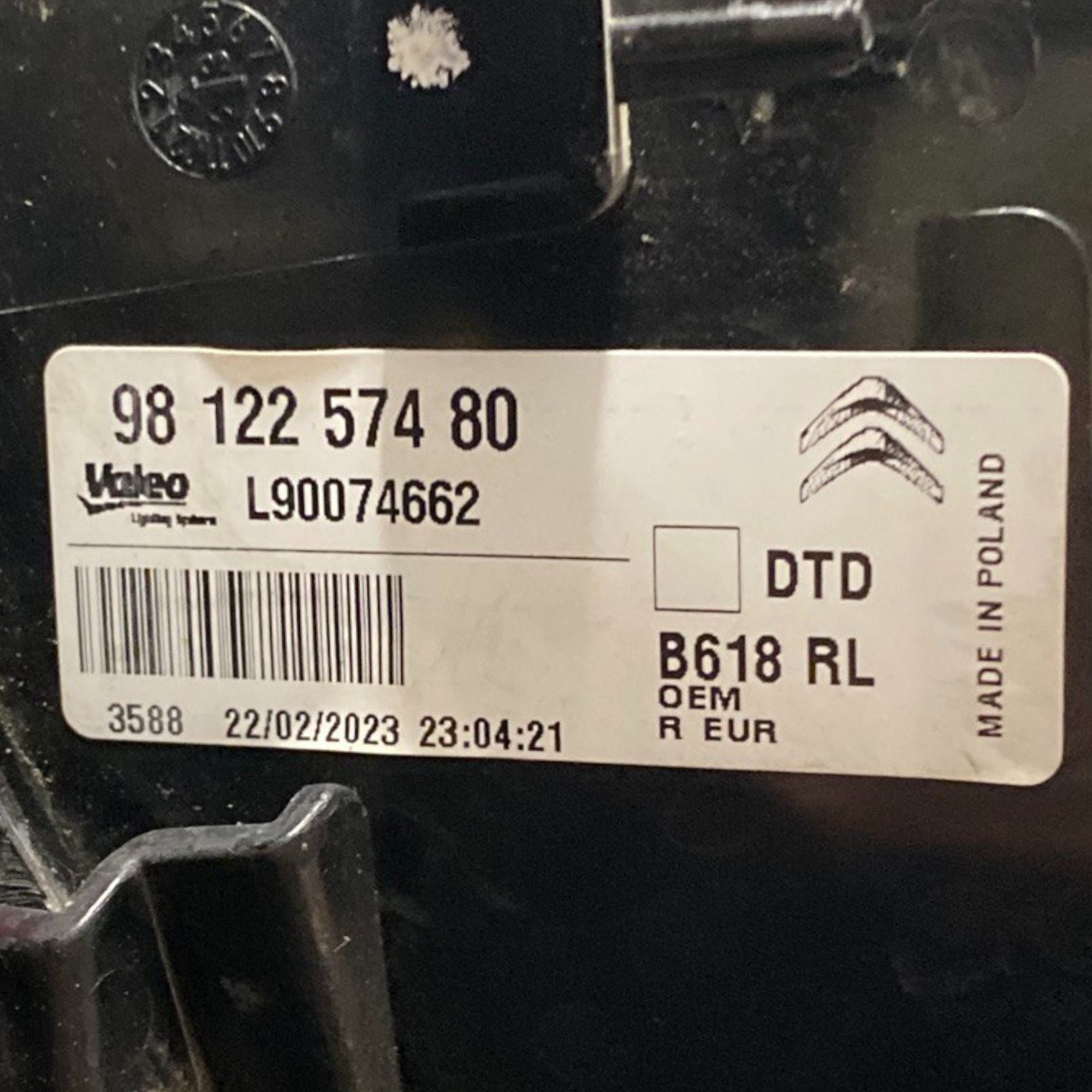 Zadnja luč / stop svetilka desna (dx) citroen c3 iii Koda: 9812257480 (2016-2024) 