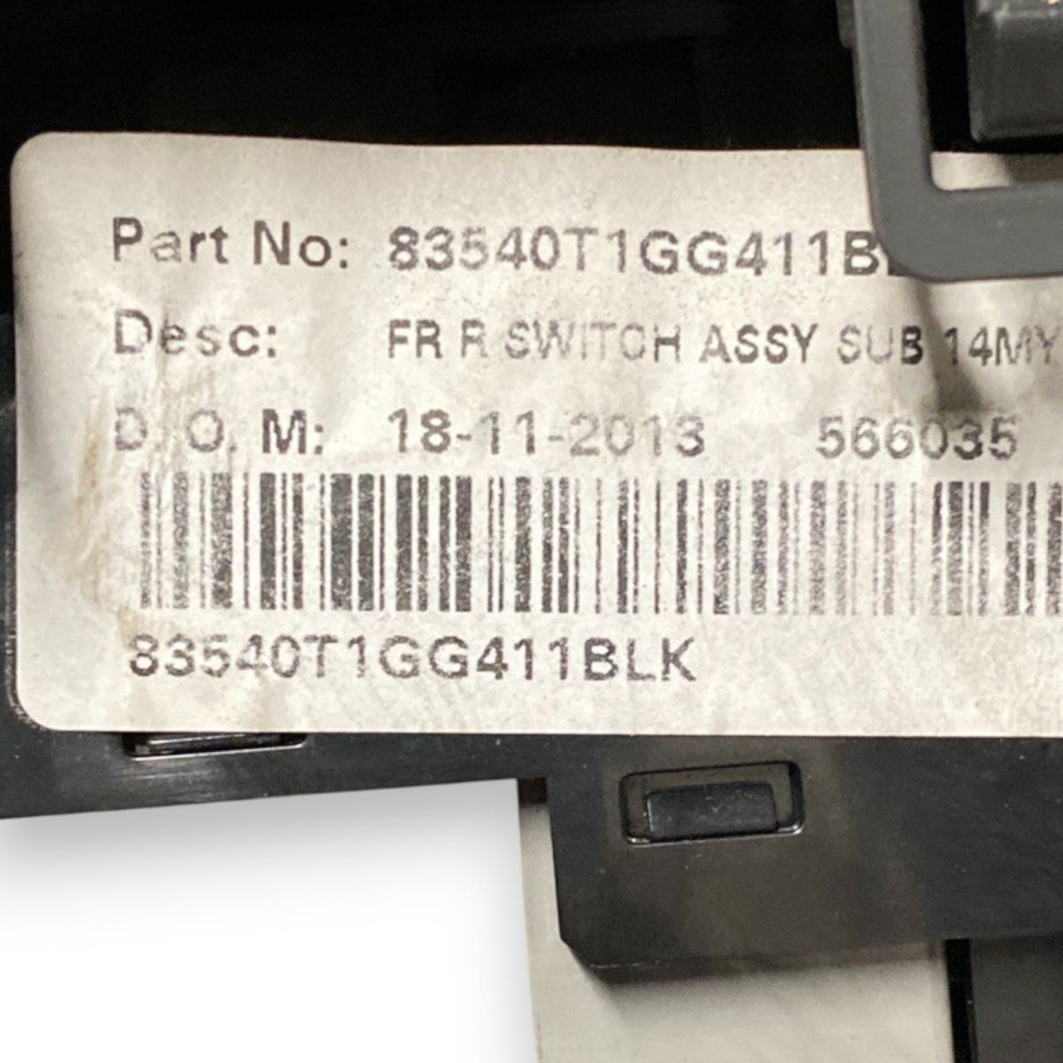 Pulsantiera alzavetri anteriore destro (dx) honda cr - v (2011 - 2017) Cod: 83540t1gg411blk - F&P CRASH SRLS - Ricambi Usati