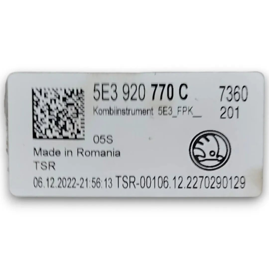 Quadro strumenti Skoda Octavia dal 2020 OEM 5E3920770C - F&P CRASH SRL - Ricambi Usati