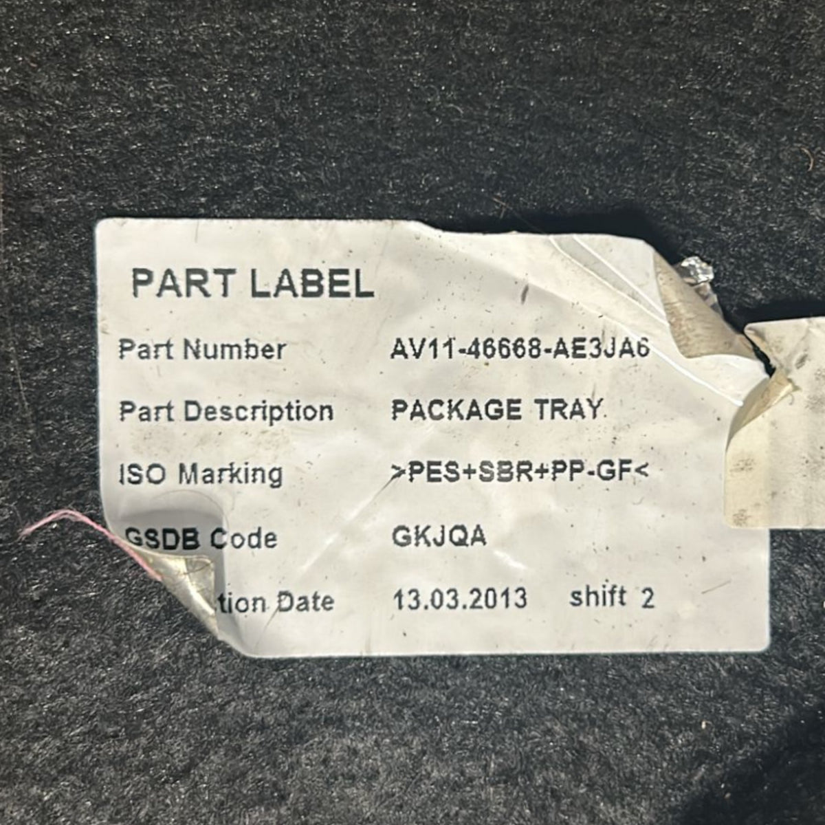 Ripiano / Cappelliera Bagagliaio Ford B - Max cod.AV11 - 46668 - AE (2012 > 2018) - F&P CRASH SRLS - Ricambi Usati