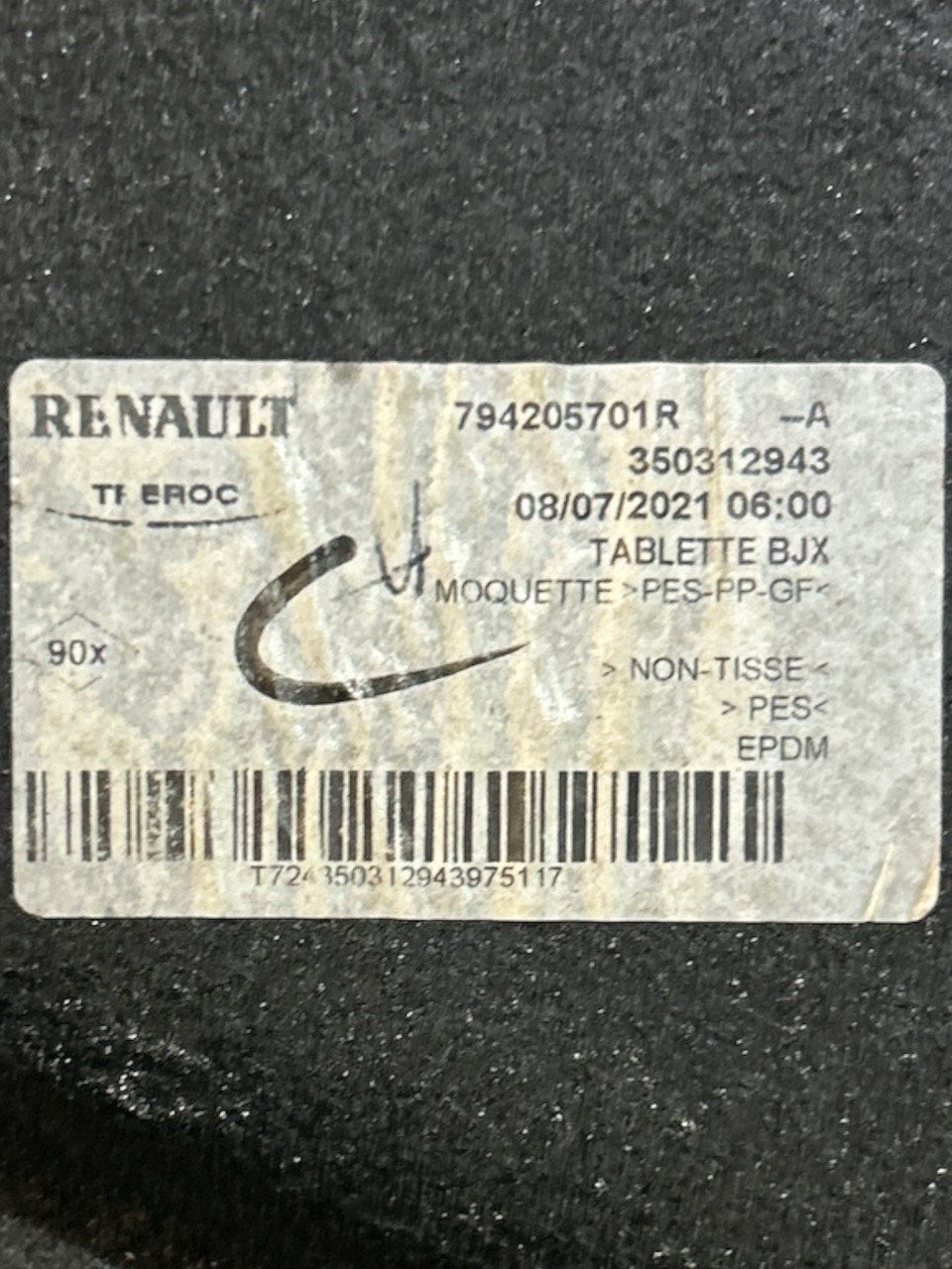 Ripiano / Cappelliera Dacia Sandero III (2020 > ) cod.794205701R - F&P CRASH SRLS - Ricambi Usati