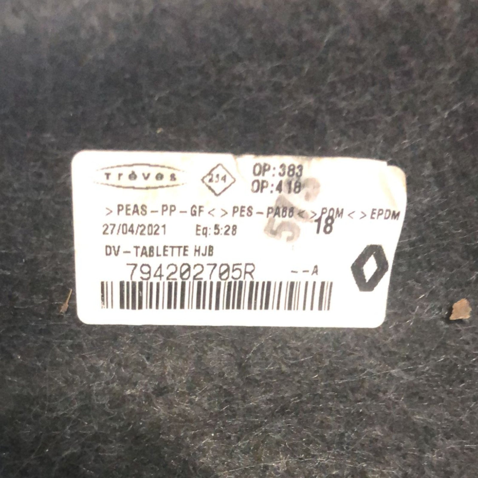 Ripiano / Cappelliera Renault Captur II (2019 >) cod:794202705R - F&P CRASH SRLS - Ricambi Usati