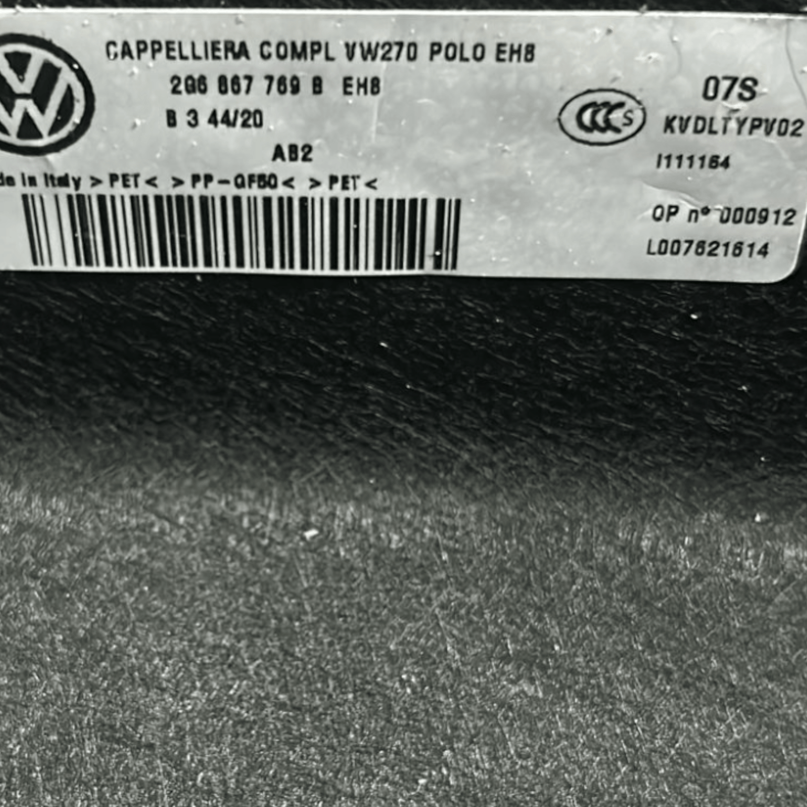 Ripiano / Cappelliera Volkswagen Polo VI (2017 >) cod:2G6867769 - F&P CRASH SRLS - Ricambi Usati