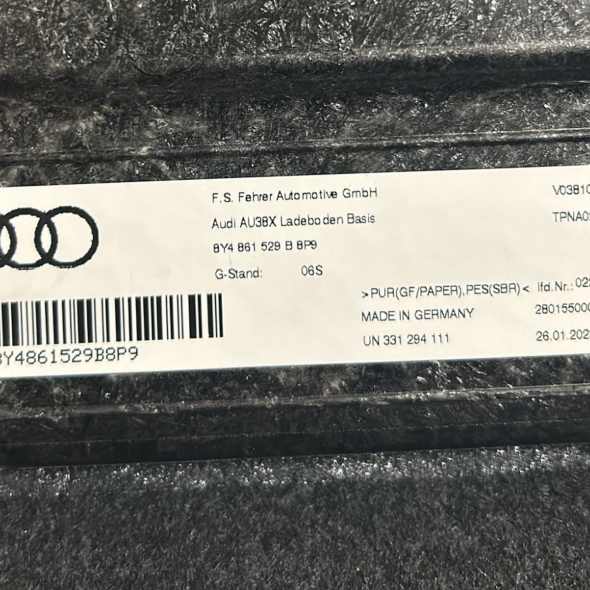Ripiano / Tappeto Bagagliaio Audi A3 (8Y) cod.8Y4861529B (2020 > ) - F&P CRASH SRLS - Ricambi Usati