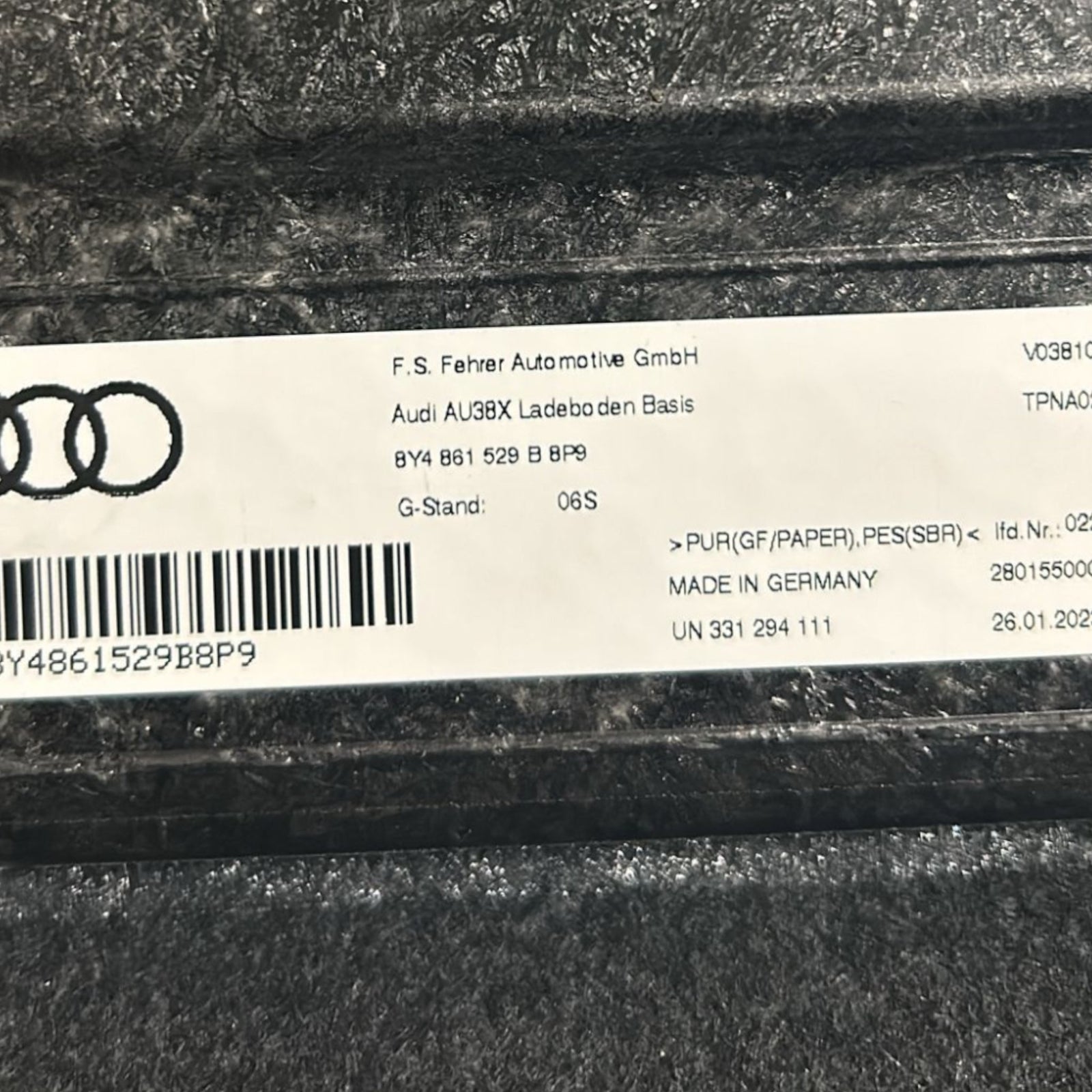 Ripiano / Tappeto Bagagliaio Audi A3 (8Y) cod.8Y4861529B (2020 > ) - F&P CRASH SRLS - Ricambi Usati