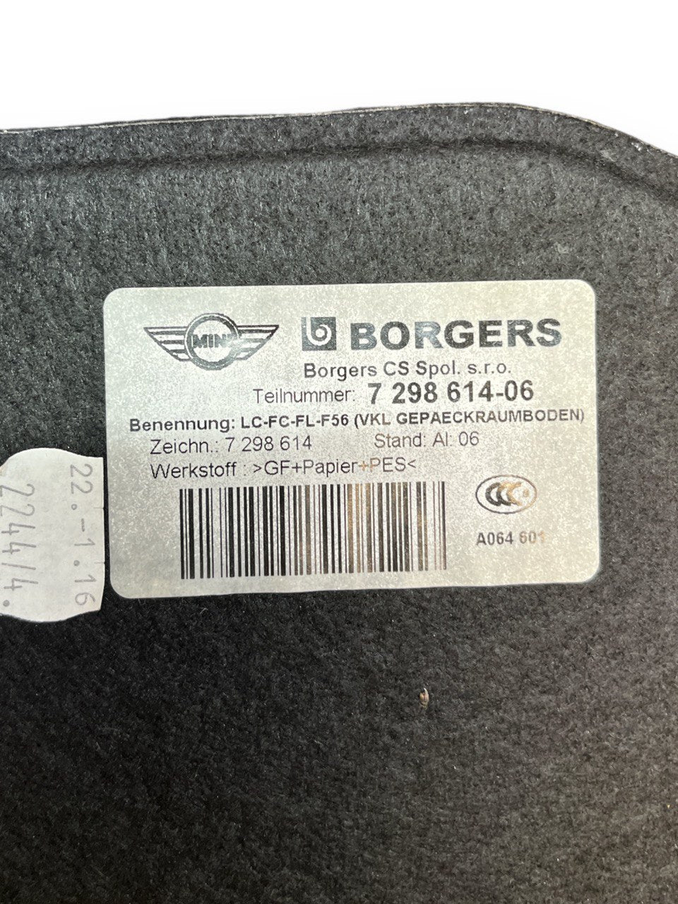 Ripiano / Tappeto Mini Cooper D (2014>) cod.7298614 - 06 - F&P CRASH SRLS - Ricambi Usati