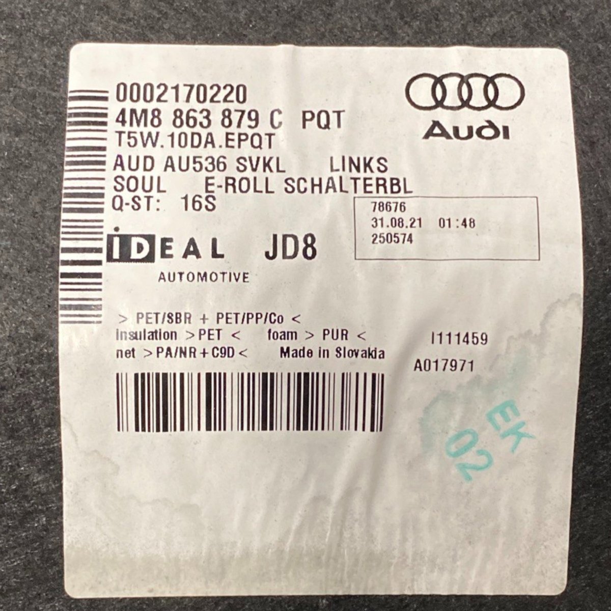 Rivestimento bagagliaio sinistro (sx) audi q8 (2018 - ) Cod: 4m8863879c - F&P CRASH SRLS - Ricambi Usati