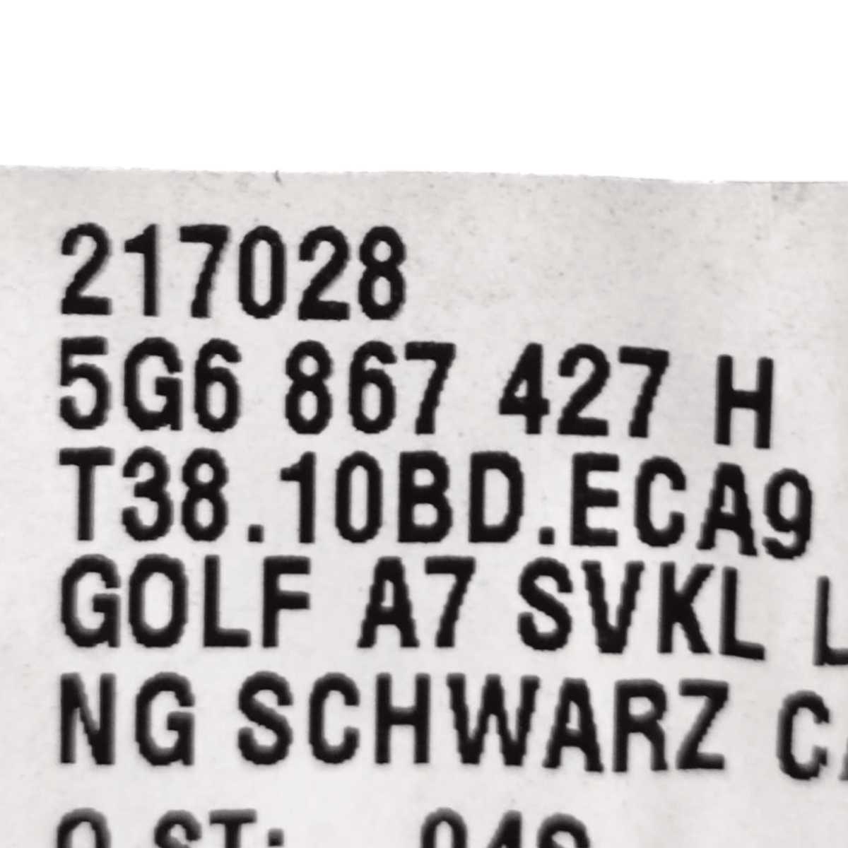 Left Trunk Lining Volkswagen Golf VII CODE: 5G6867427H (2012 - 2019) - F&P CRASH SRLS - Used Parts