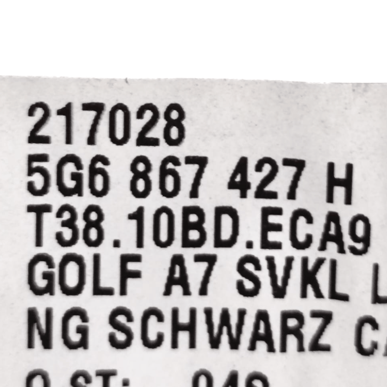 Left Trunk Lining Volkswagen Golf VII CODE: 5G6867427H (2012 - 2019) - F&P CRASH SRLS - Used Parts