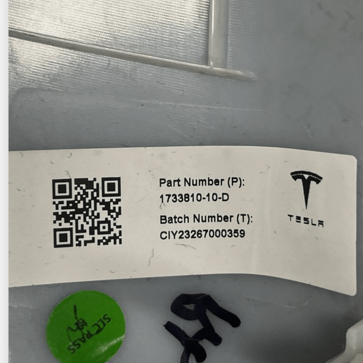 Lower left (sx) pillar covering Tesla Model 3 (2021 - ) code: 1733810 - 10 - D - F&P CRASH SRLS - Used Spare Parts
