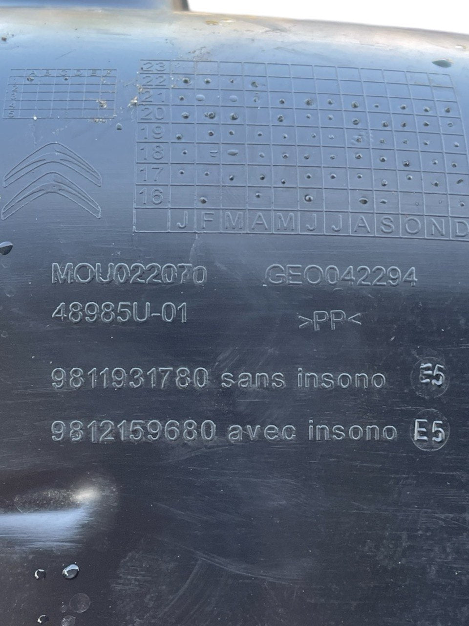 Rivestimento Passaruota/Parasassi posteriore Sinistro cod:9811931780 Citroen C3 III (2016 - 2023) - F&P CRASH SRLS - Ricambi Usati