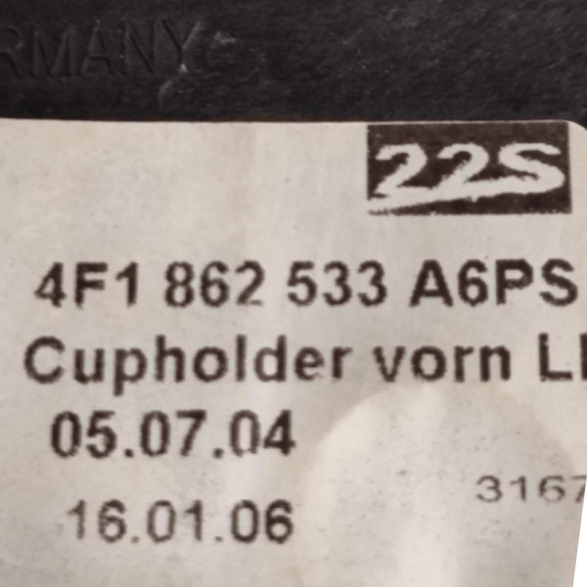 Rivestimento Tunnel Centrale Audi A6 C6 Avant COD: 4F1857851C (2004 - 2011) - F&P CRASH SRLS - Ricambi Usati