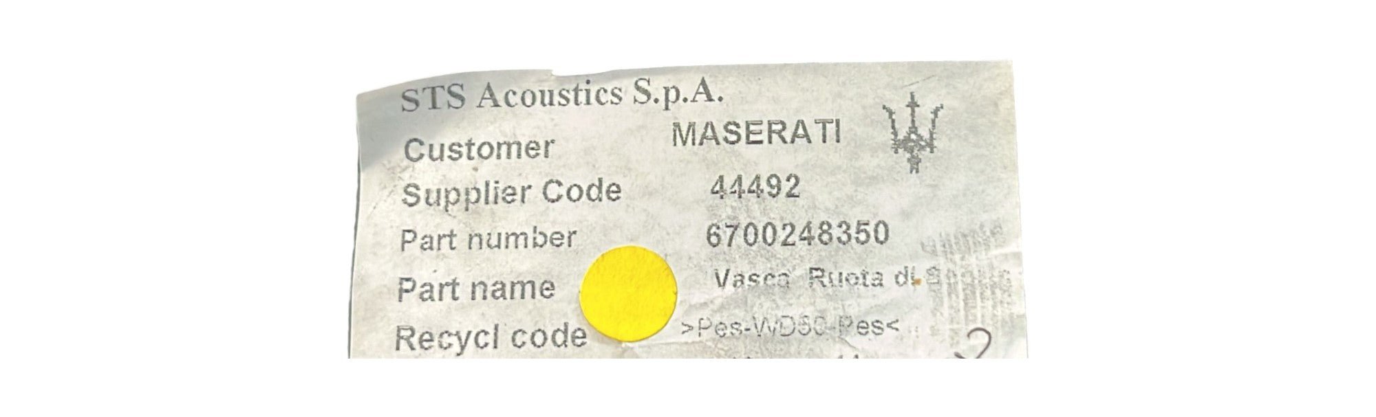 Rivestimento / vano Ruota di scorta bagagliaio Maserati Ghibli (2013 - >) cod.6700248350 - F&P CRASH SRLS - Ricambi Usati