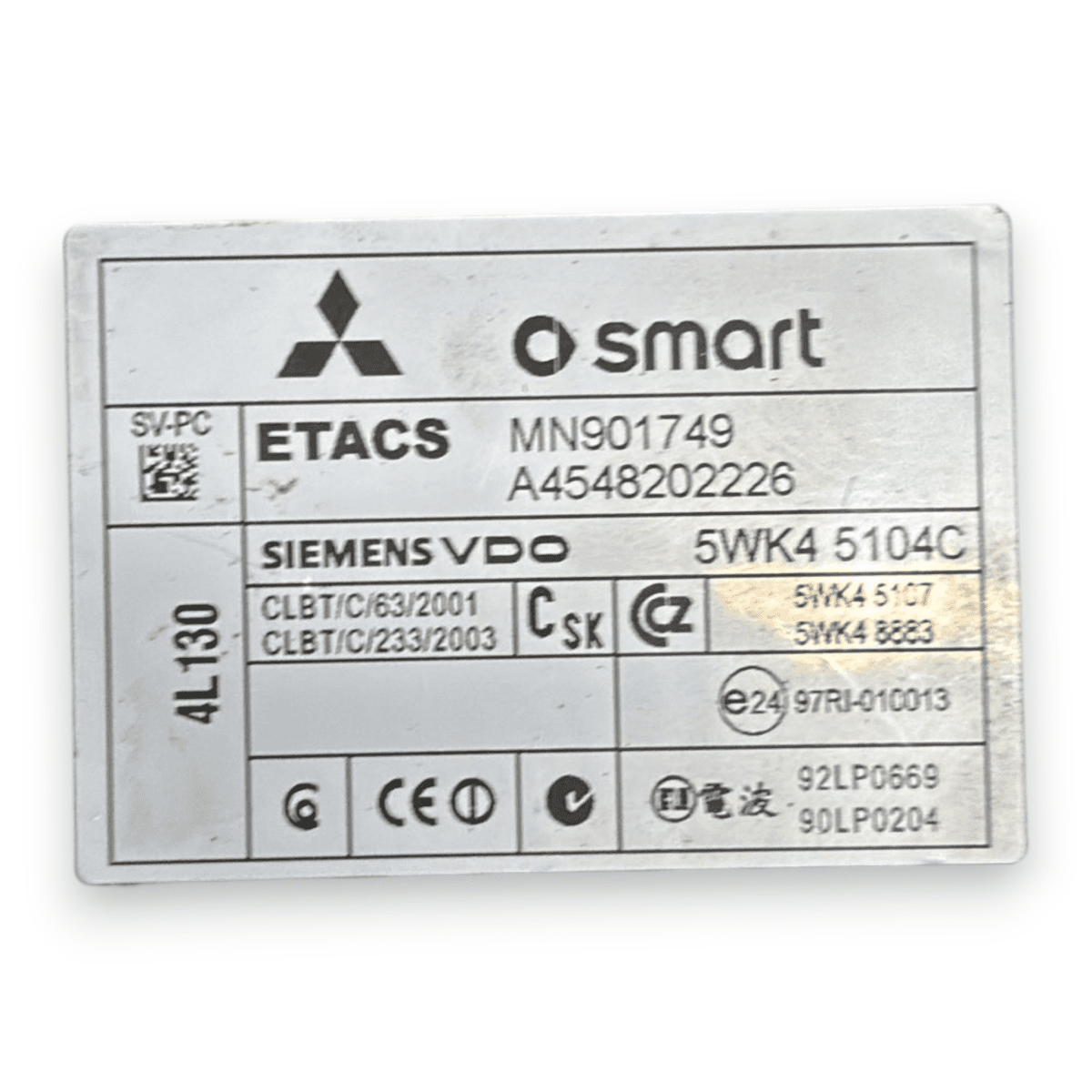 Smart forfour w545 1.3 gasoline fuse box code:5wk45104c (2004 - 2006) - F&P CRASH SRL - Used Parts