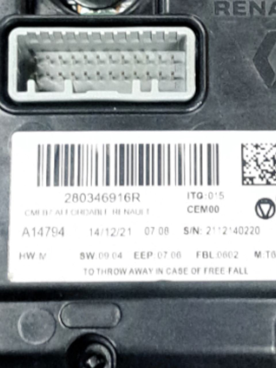 Screen / Multifunction Display Renault Clio V (2019>) CODE:280346916R - F&P CRASH SRLS - Used Parts