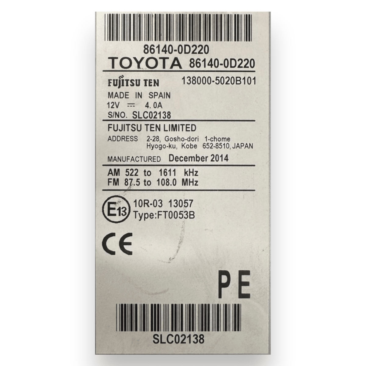 Schermo / display Toyota Yaris III cod.86140 - 0D220 (2014 - 2021) - F&P CRASH SRL - Ricambi Usati