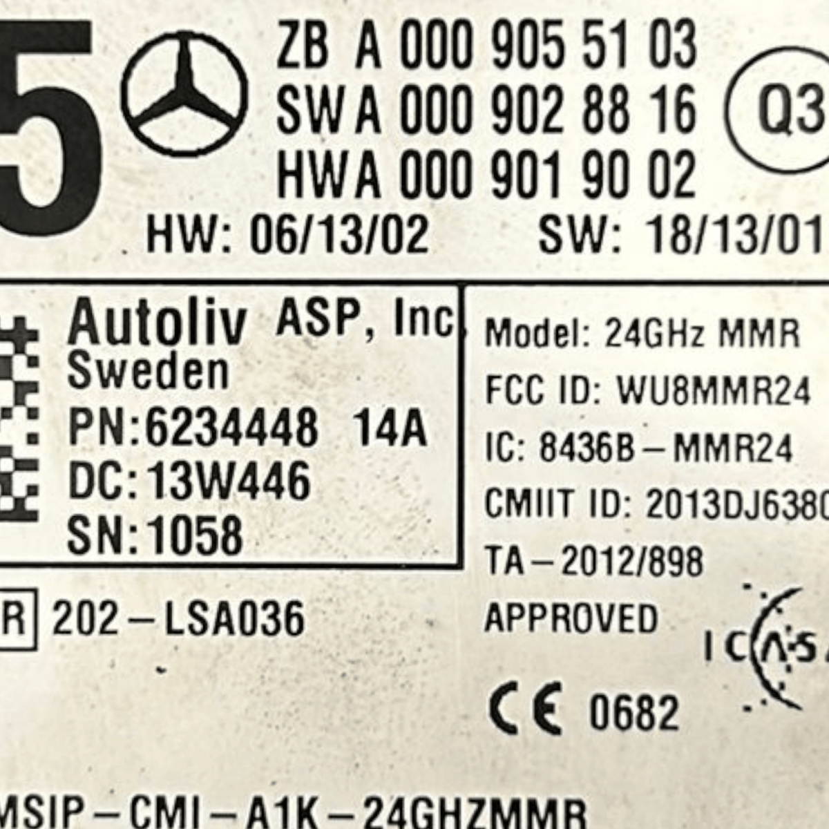 Sensore radar mercedes benz classe a w176 cod:A0009055103 (2012 > 2018) - F&P CRASH SRL - Ricambi Usati