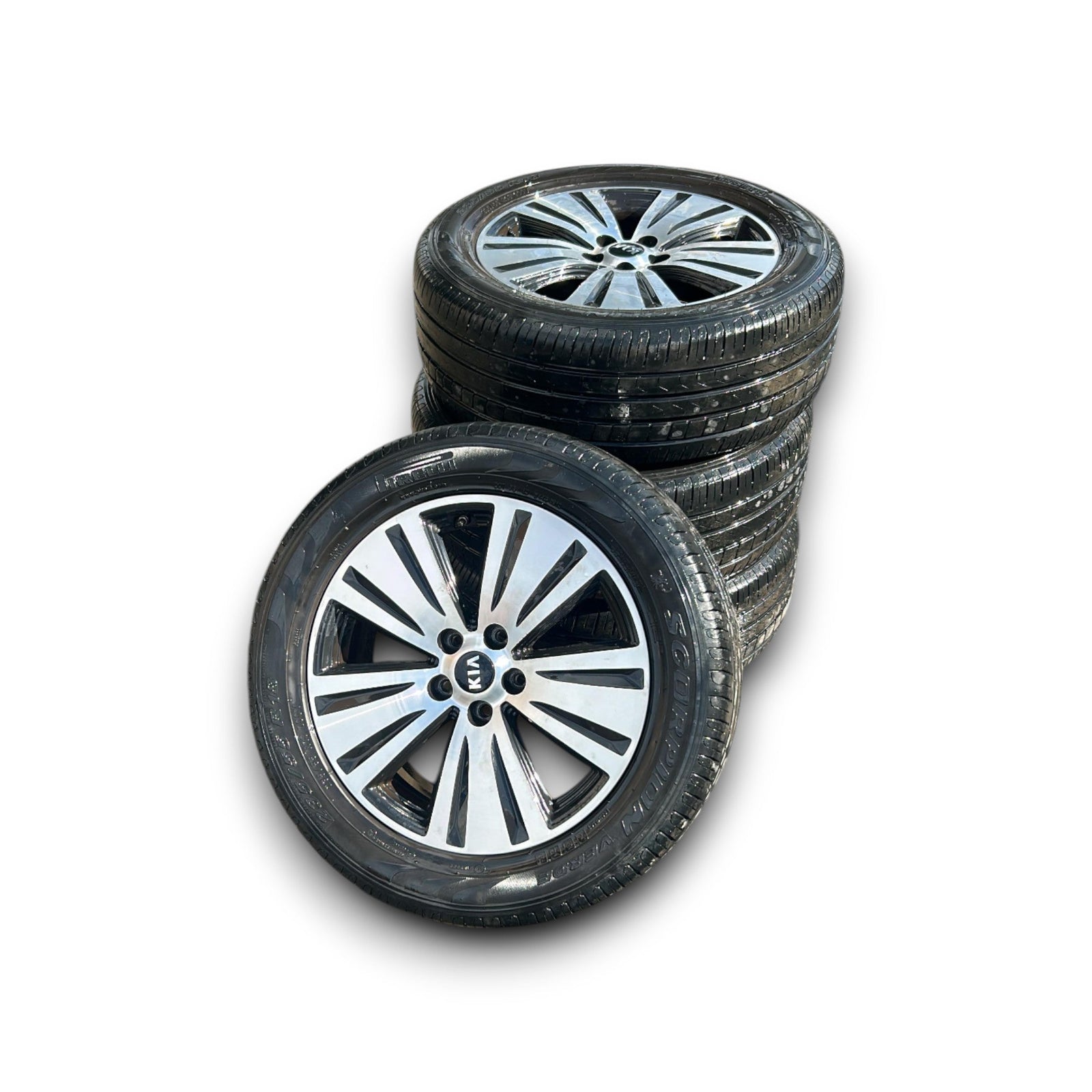 Set 4 Cerchi In Lega (DIAMANTATI) Kia Sportage (SL) cod.52910 - 3U710 (5 Fori / 235 / 55 R18) (2010 > 2016) - F&P CRASH SRLS - Ricambi Usati