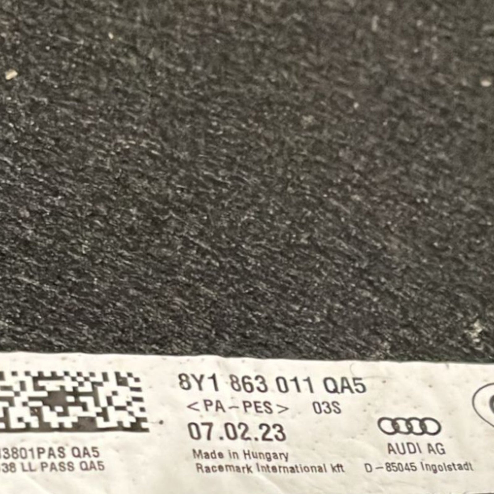 Set 4 tappetini interni in stoffa Audi A3 Y cod:8Y863011QA5 (2020 >) - F&P CRASH SRLS - Ricambi Usati