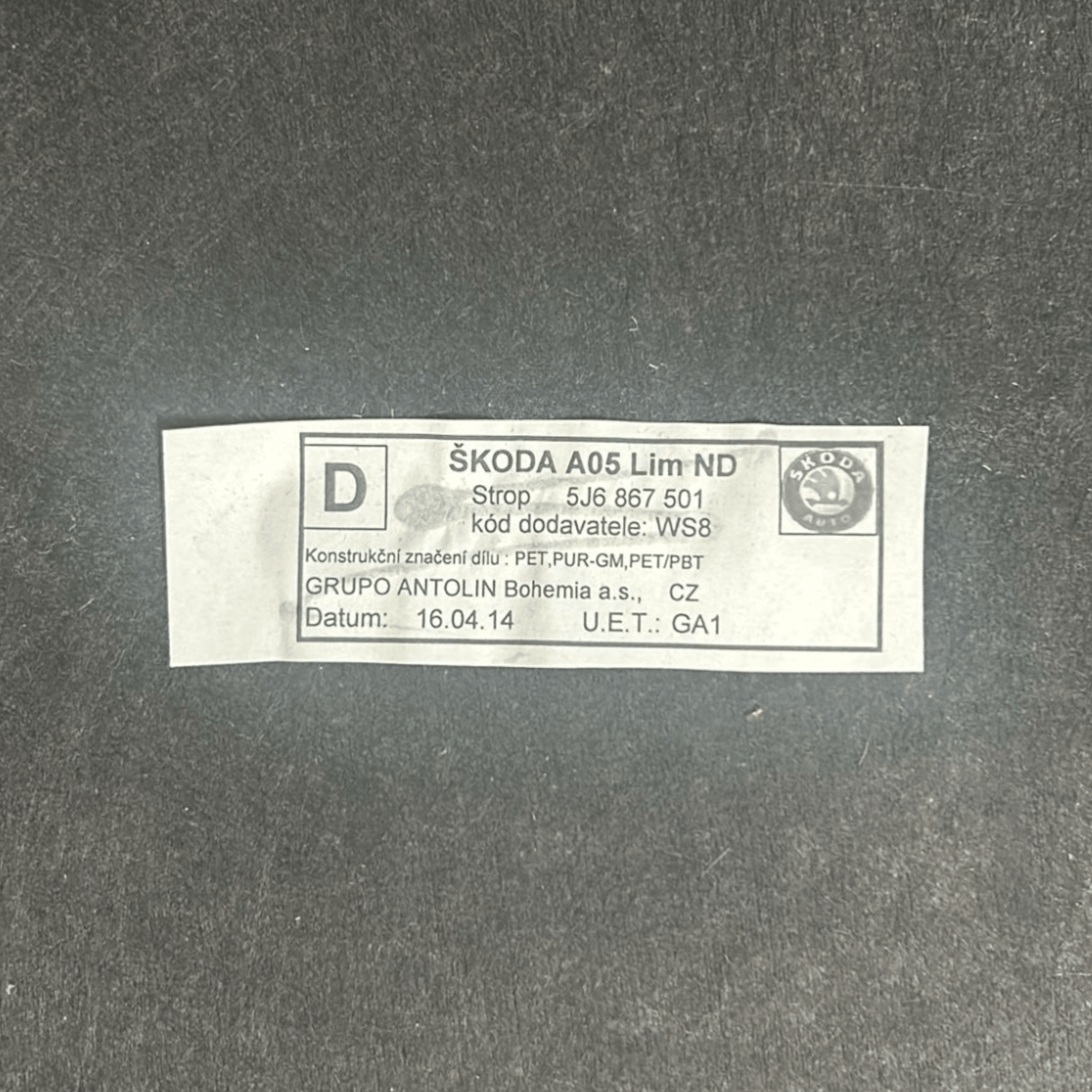 Sotto Tetto / Cielo Skoda Fabia II (2007 > 2014) cod:5J6867501AFEC8 - F&P CRASH SRLS - Ricambi Usati