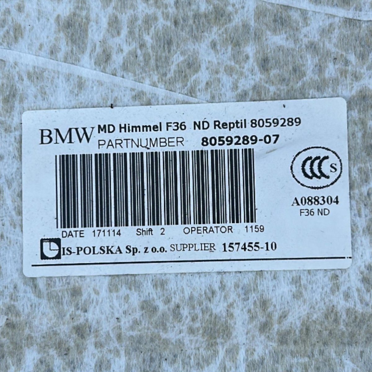 Sottotetto / Cielo BMW (MSport) Serie 4 Gran Coupè (F36) cod.8059289 - 07 (2013 > 2020) - F&P CRASH SRLS - Ricambi Usati