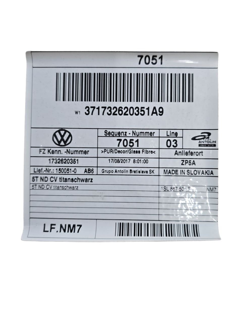 Sottotetto / Cielo Volkswagen Up ( 2013 - 2023 ) Cod : 195066740 - 033 - F&P CRASH SRLS - Ricambi Usati