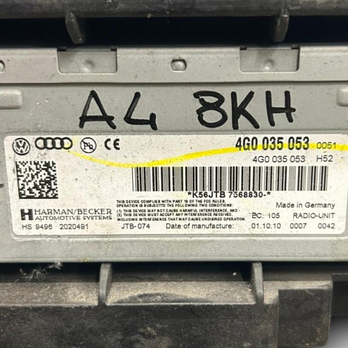 Stereo / autoradio audi a4 8k cod:4G0035053 (2007 > 2016) - F&P CRASH SRLS - Ricambi Usati