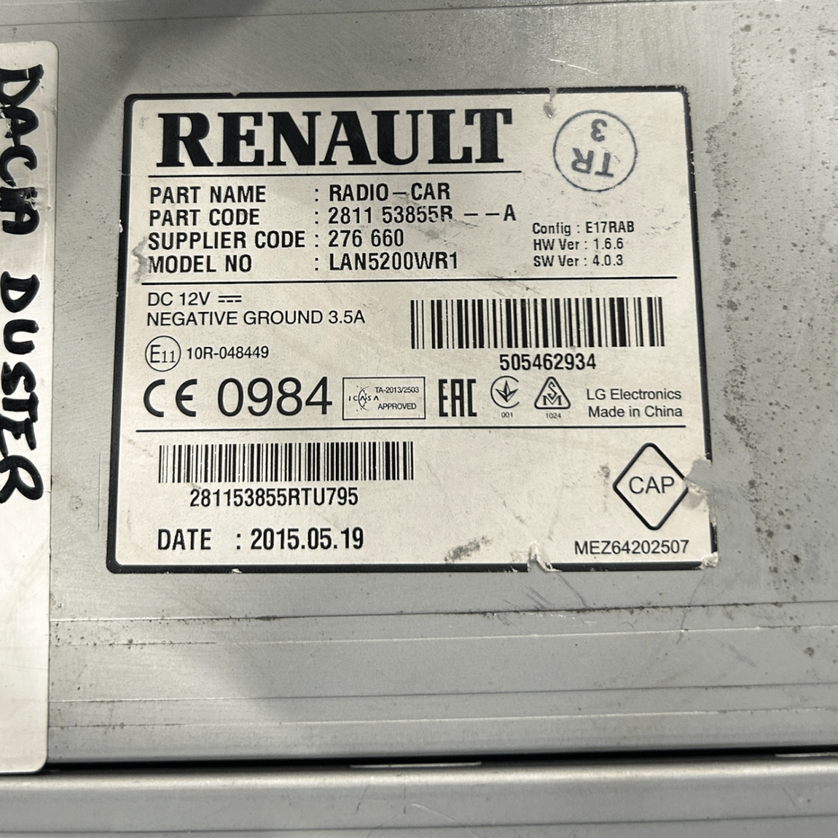 stereo / autoradio dacia duster cod:281153855R (2010 > 2017) - F&P CRASH SRLS - Ricambi Usati